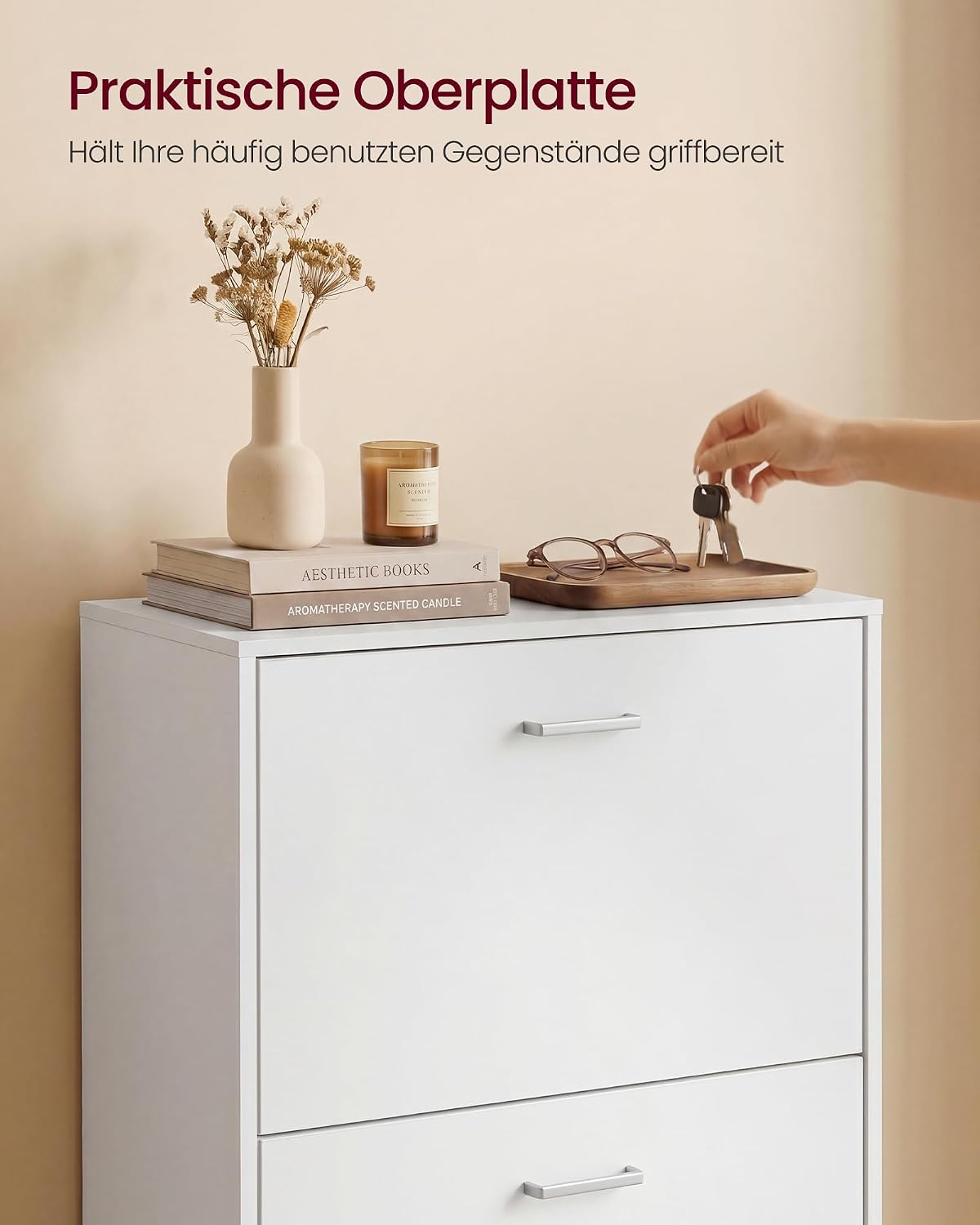 Schuhschrank aus der Custos Kollektion, Weiss 2 Klappen (60 x 24 x 83.5 cm)