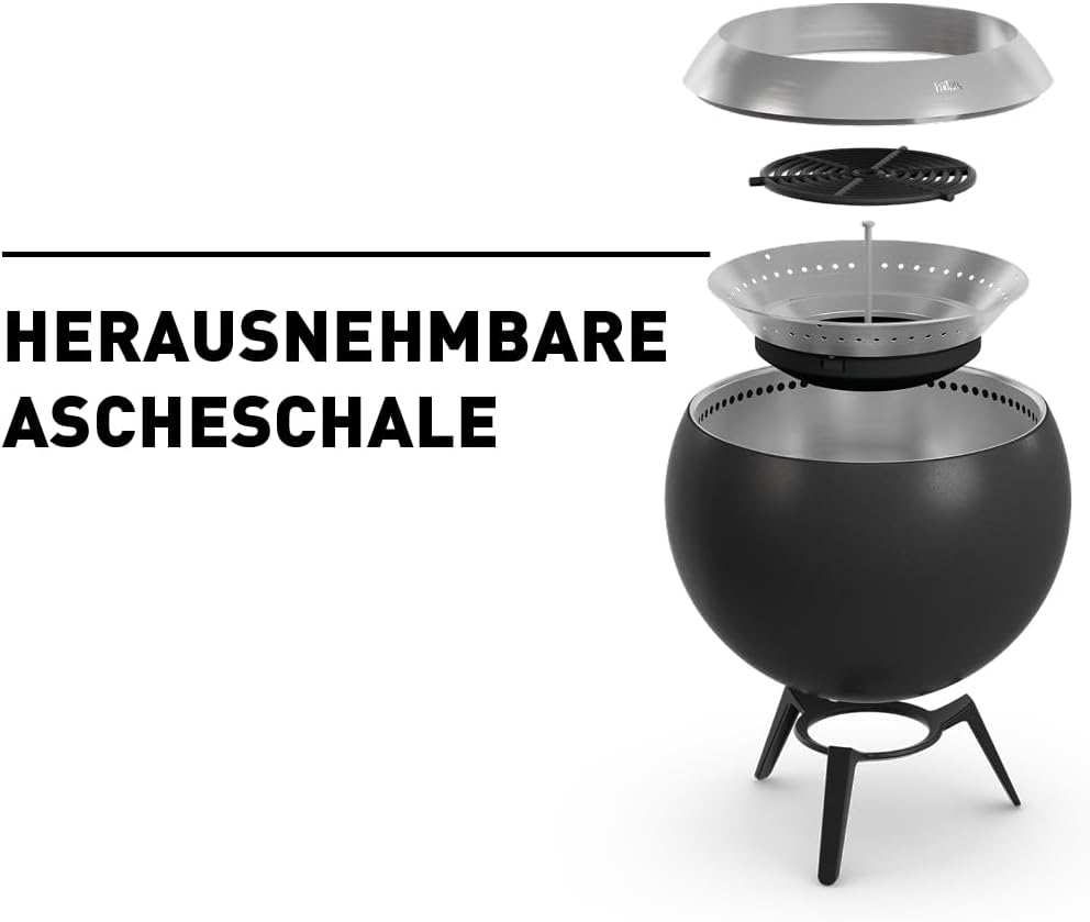 MOON 45 Feuerschale, 45 silber mit niedrigem Fuss