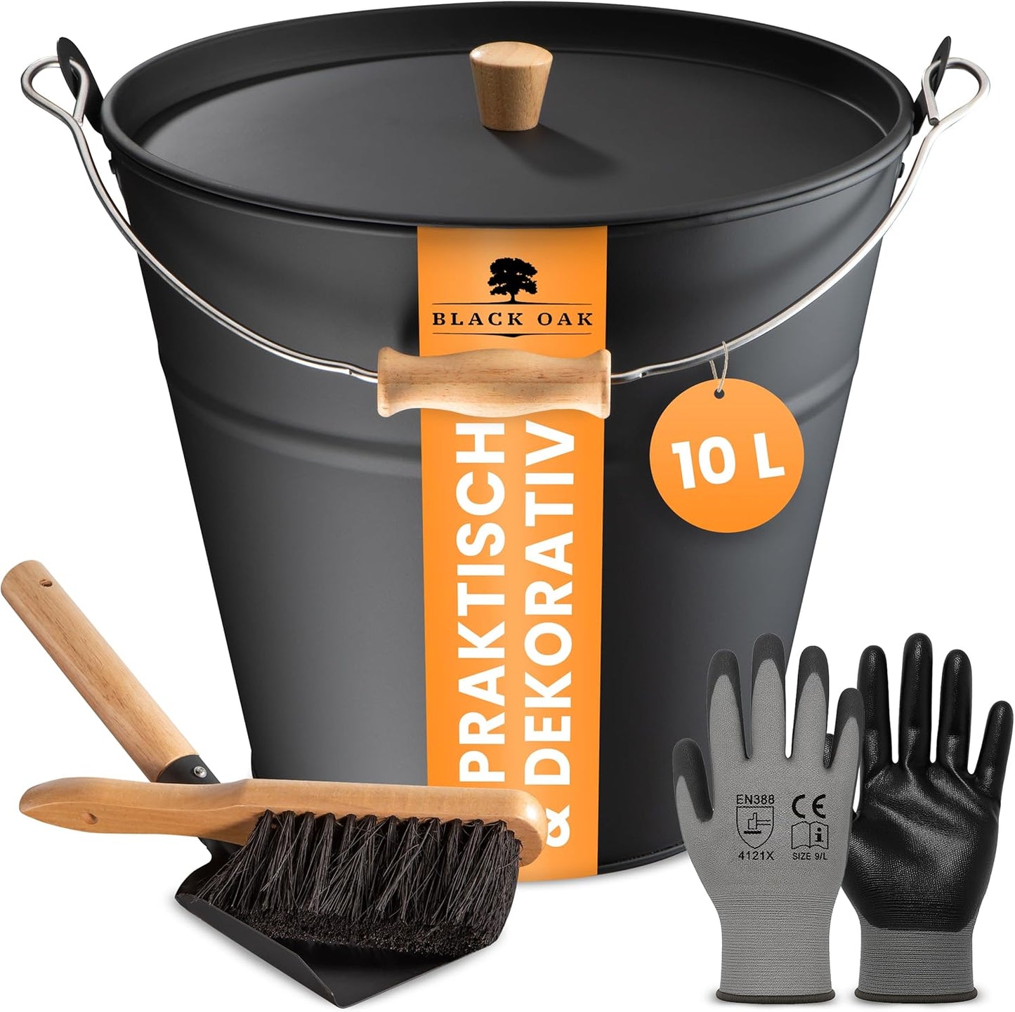 Ascheeimer Set, Fuego 10L Eimer + Kehrset