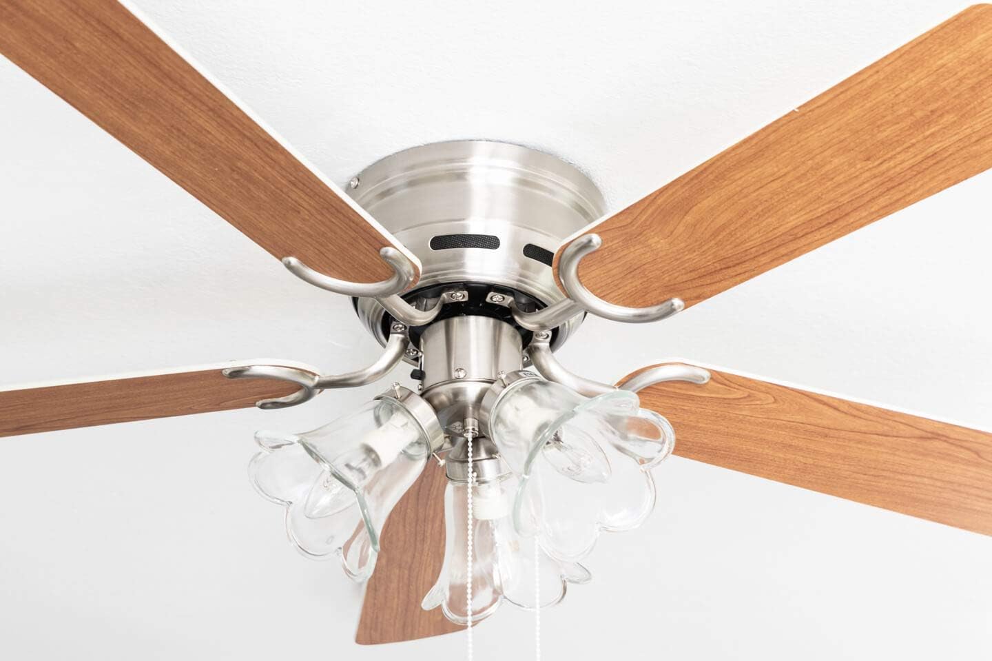 Deckenventilator Kisa mit Beleuchtung, Weiss / Ahorn