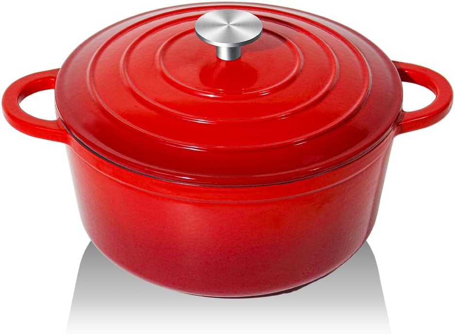 Gusseisen-Schmortopf mit Deckel, 26cm/5L Rot