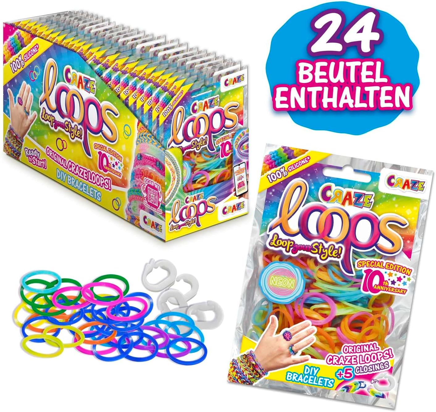Loom Bänder Set mit Verschlüssen, Loops - Bag 100 B24