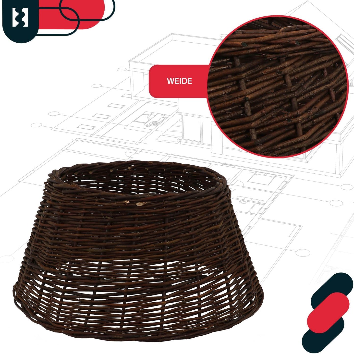Weihnachtsbaumständer aus Weide, Dunkel Braun|Ø 45 cm