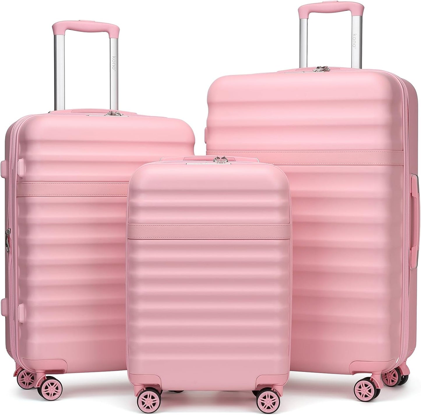 3-teiliges Hartschalenkoffer-Set mit TSA-Schloss, Set(M-L-XL) Rosa