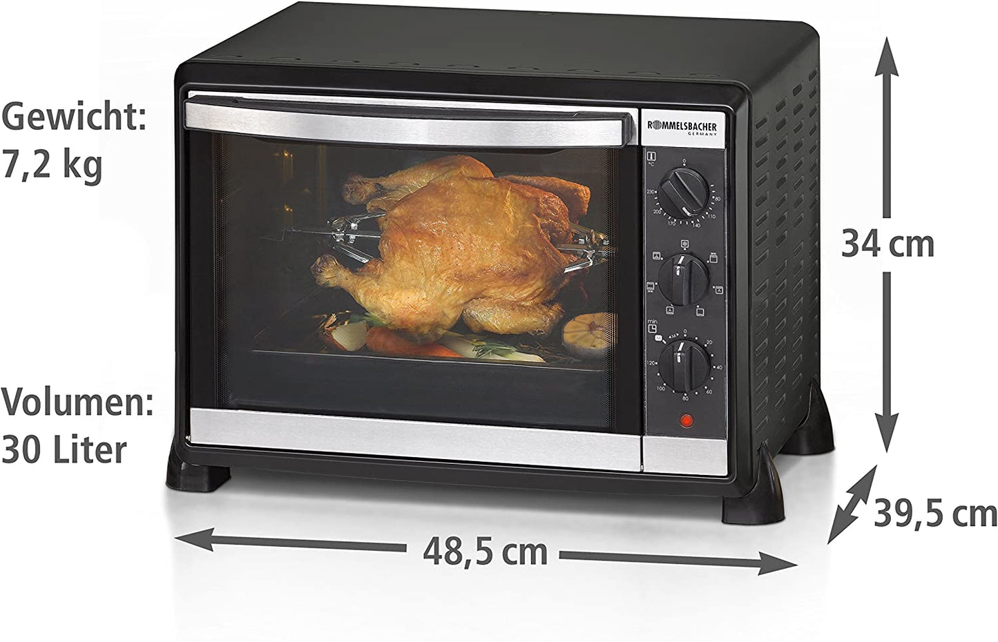 Back & Grill Ofen mit Umluft BG 1550, Mini-Backofen, 30 Liter