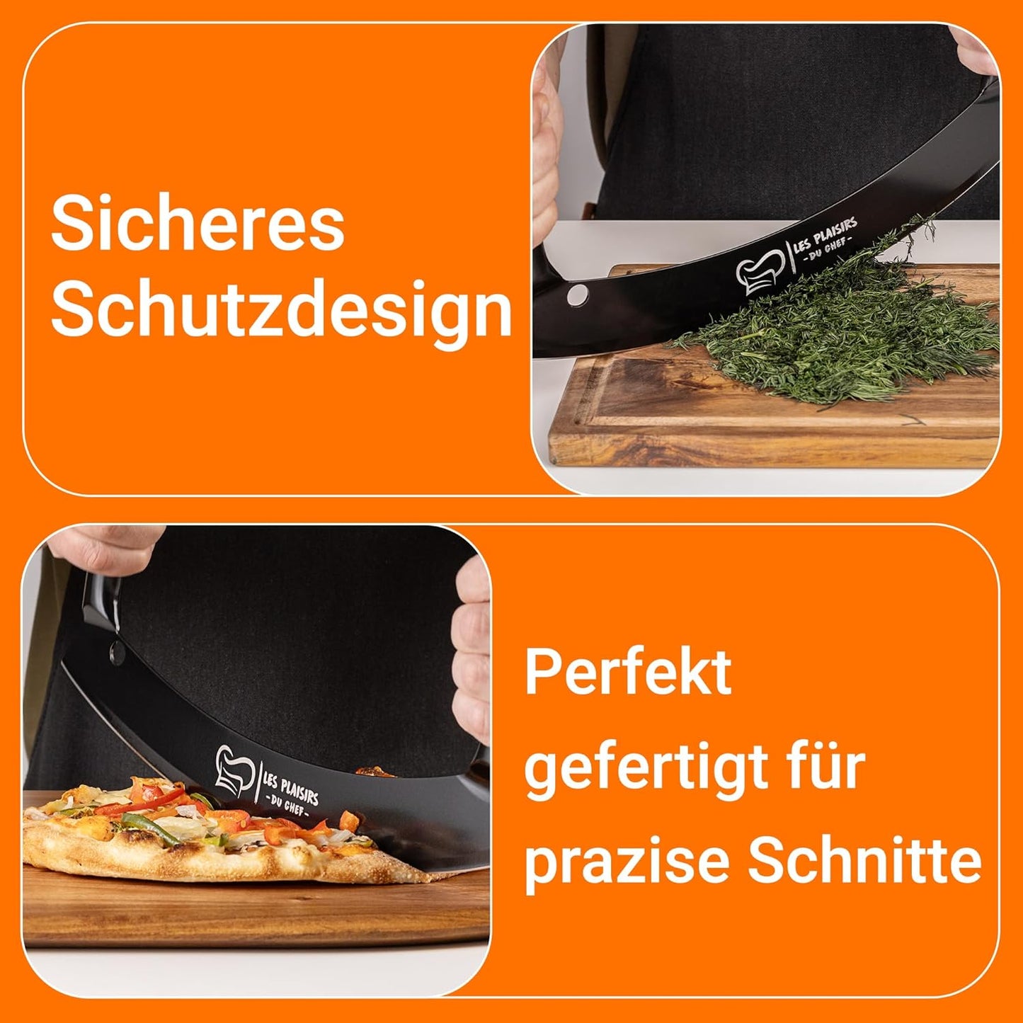 Pizzaschneider mit Doppelgriff & Antihaft-Beschichtung, Schwarz Large