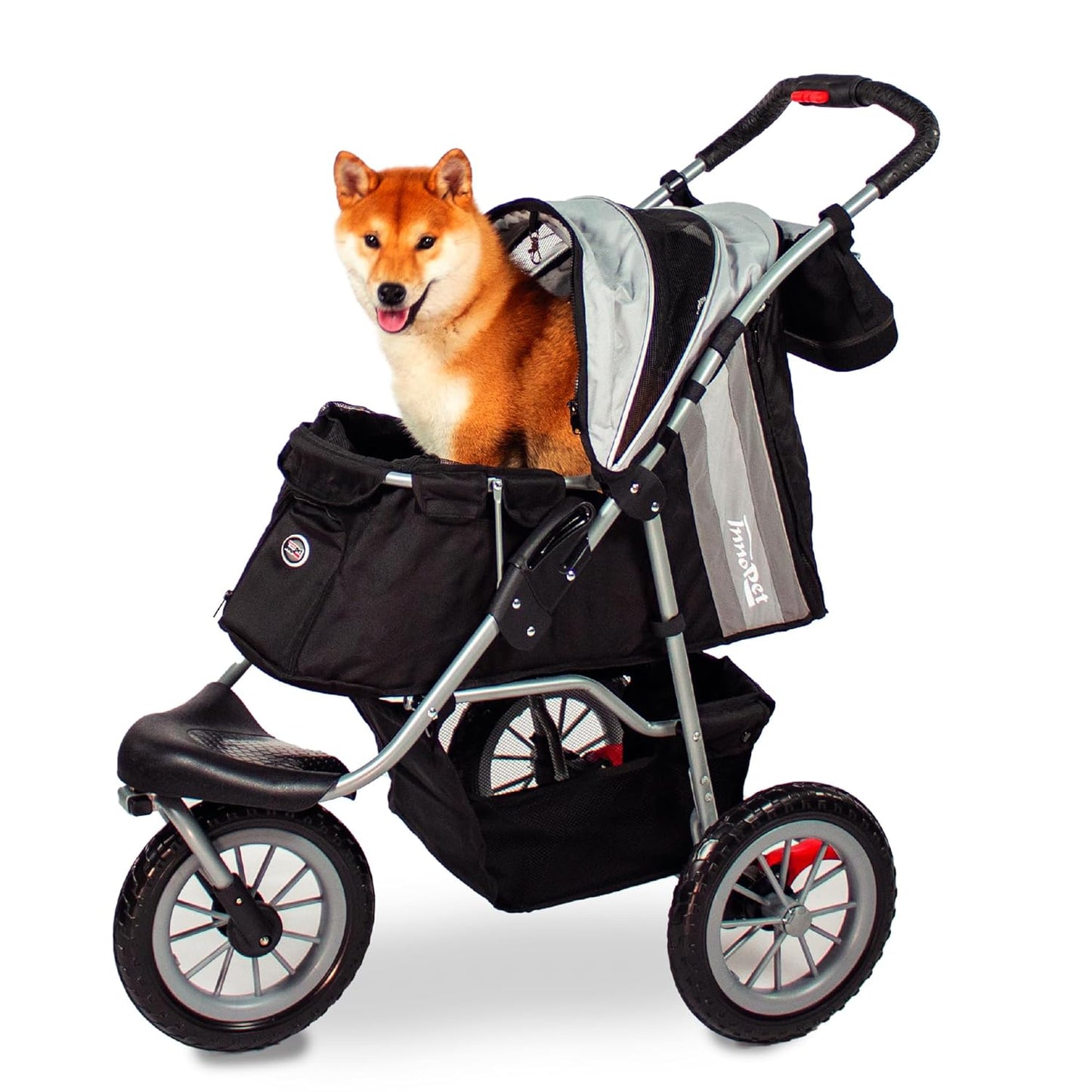 Hundebuggy Comfort Efa Eco mit EVA-Rädern, Schwarz Silber