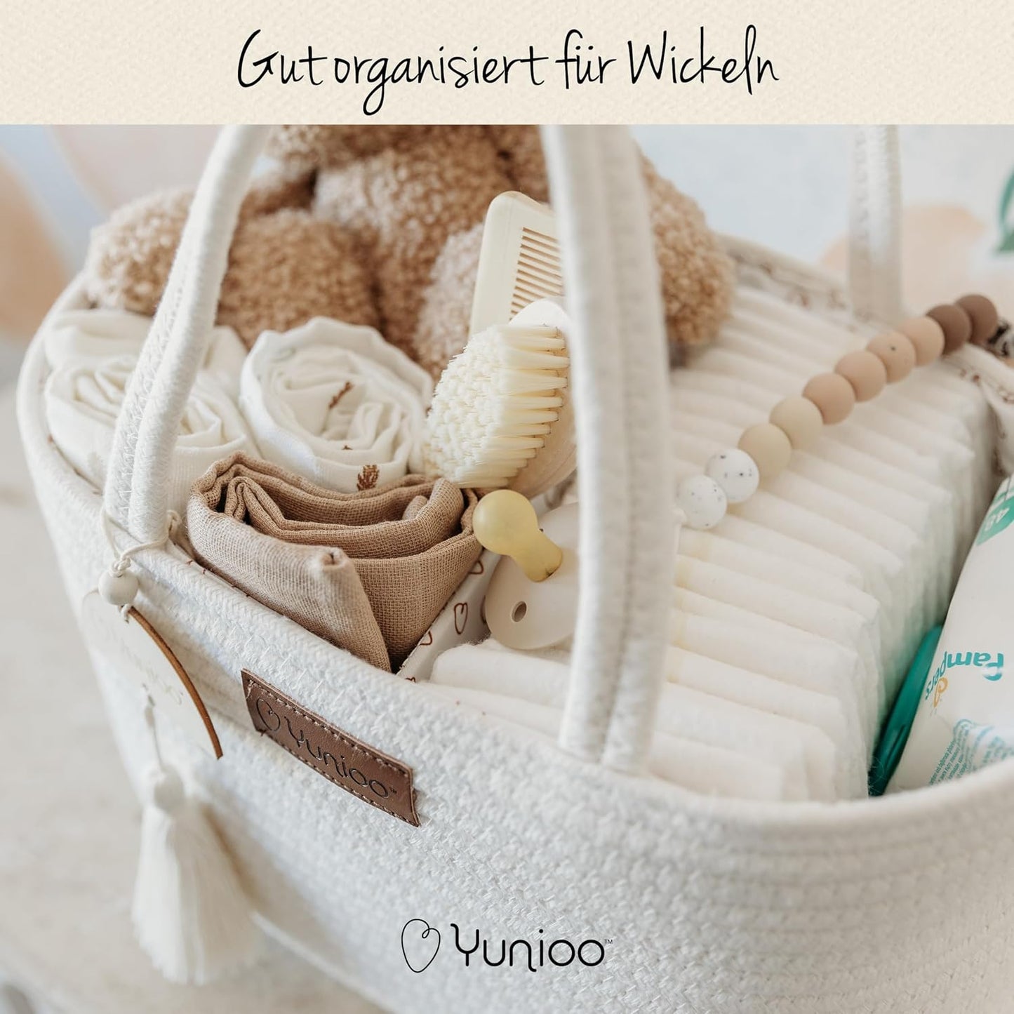 Wickeltasche mit Trennfächern, Weiss