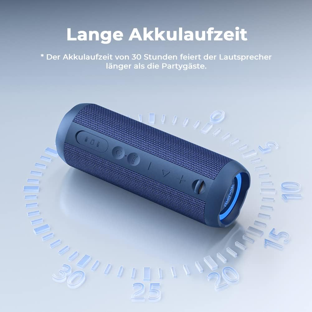 Wasserdichter Bluetooth Lautsprecher mit Licht, Blau