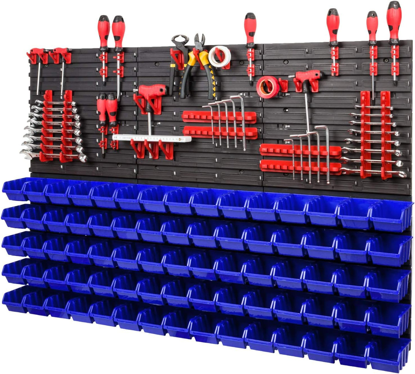 Werkzeugwand mit Stapelboxen, 1158 x 780 mm / Blau