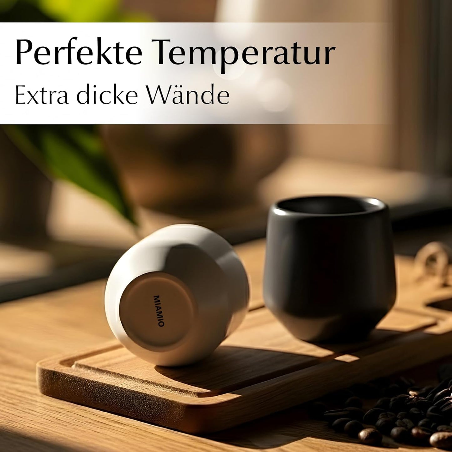 4er-Set Espressotassen ohne Henkel, Steingrau