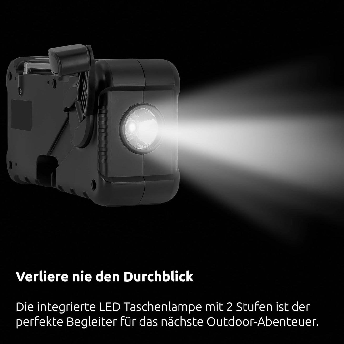 Solar-Kurbel-Radio mit Powerbank und LED-Taschenlampe