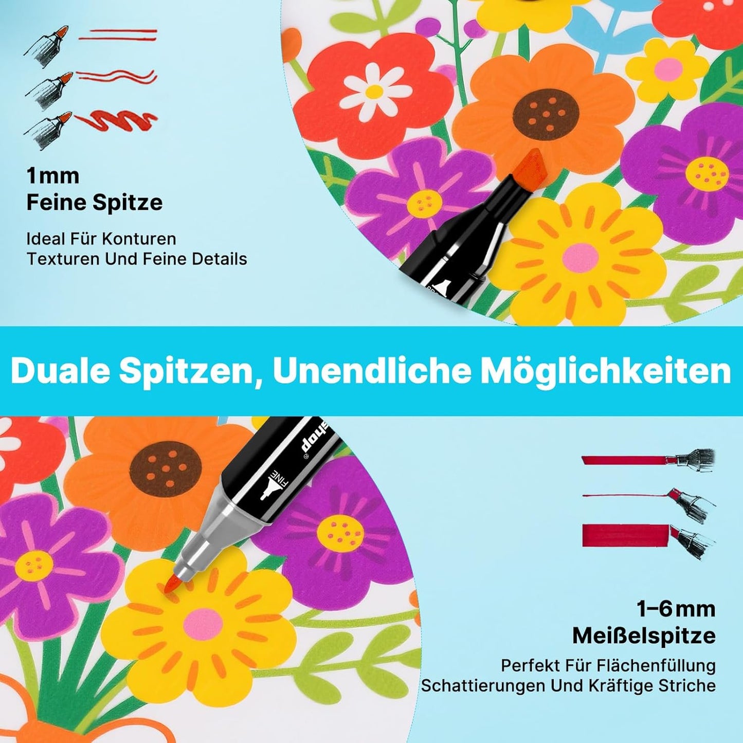 Alkoholmarker-Set mit Doppelspitze, 204