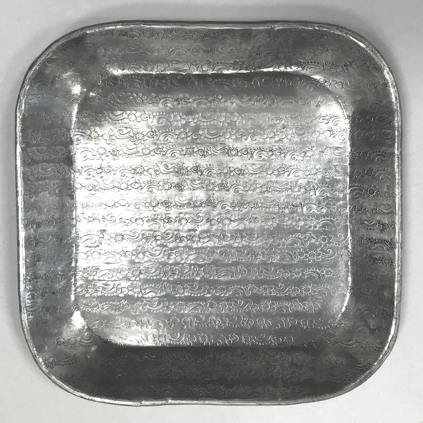 Orientalisches Dekotablett mit Ornamenten, 30x30 Cm Silber
