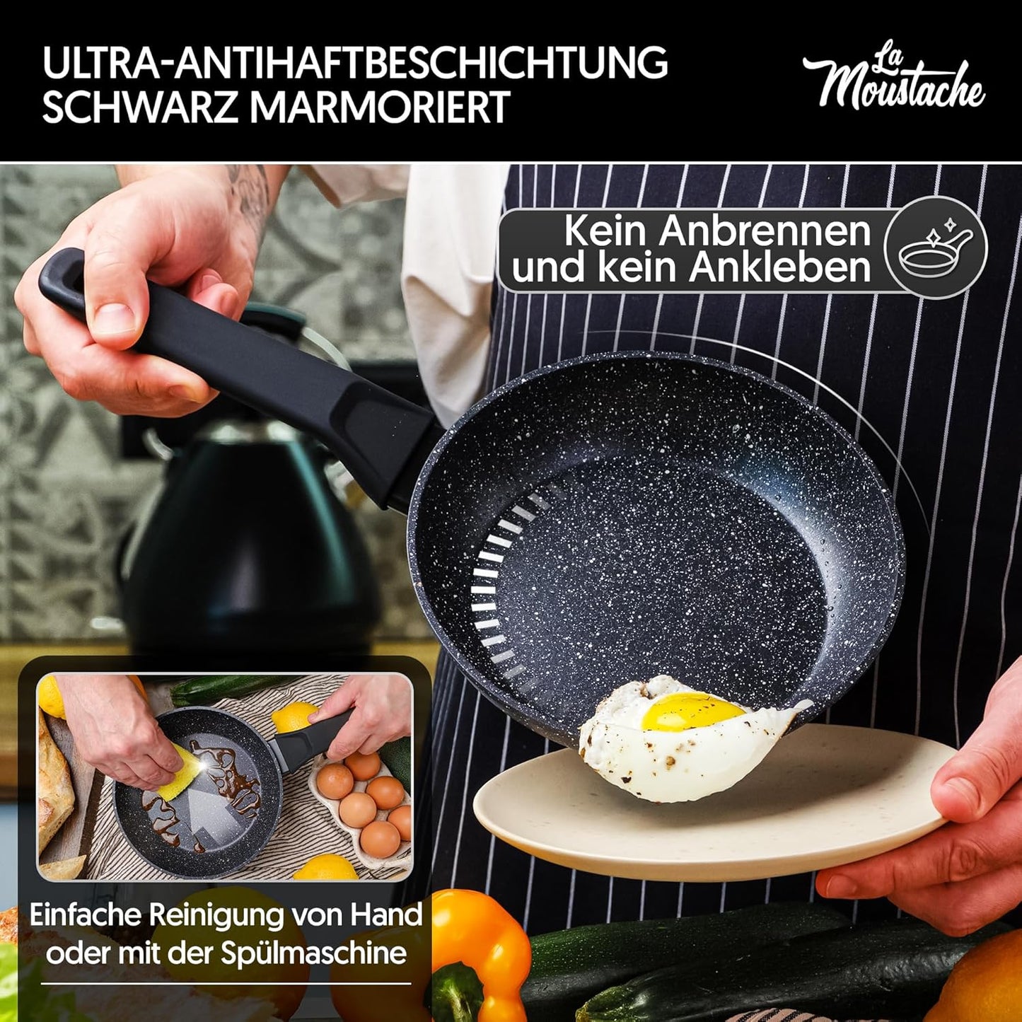 8-teiliges Antihaft-Kochgeschirr-Set für Induktion, 8 Stücke Onix