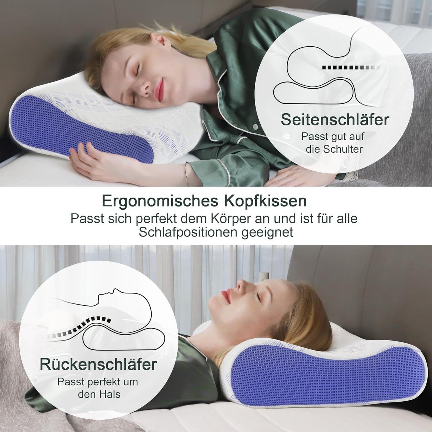 Höheneinstellbares Memory Foam Nackenstützkissen