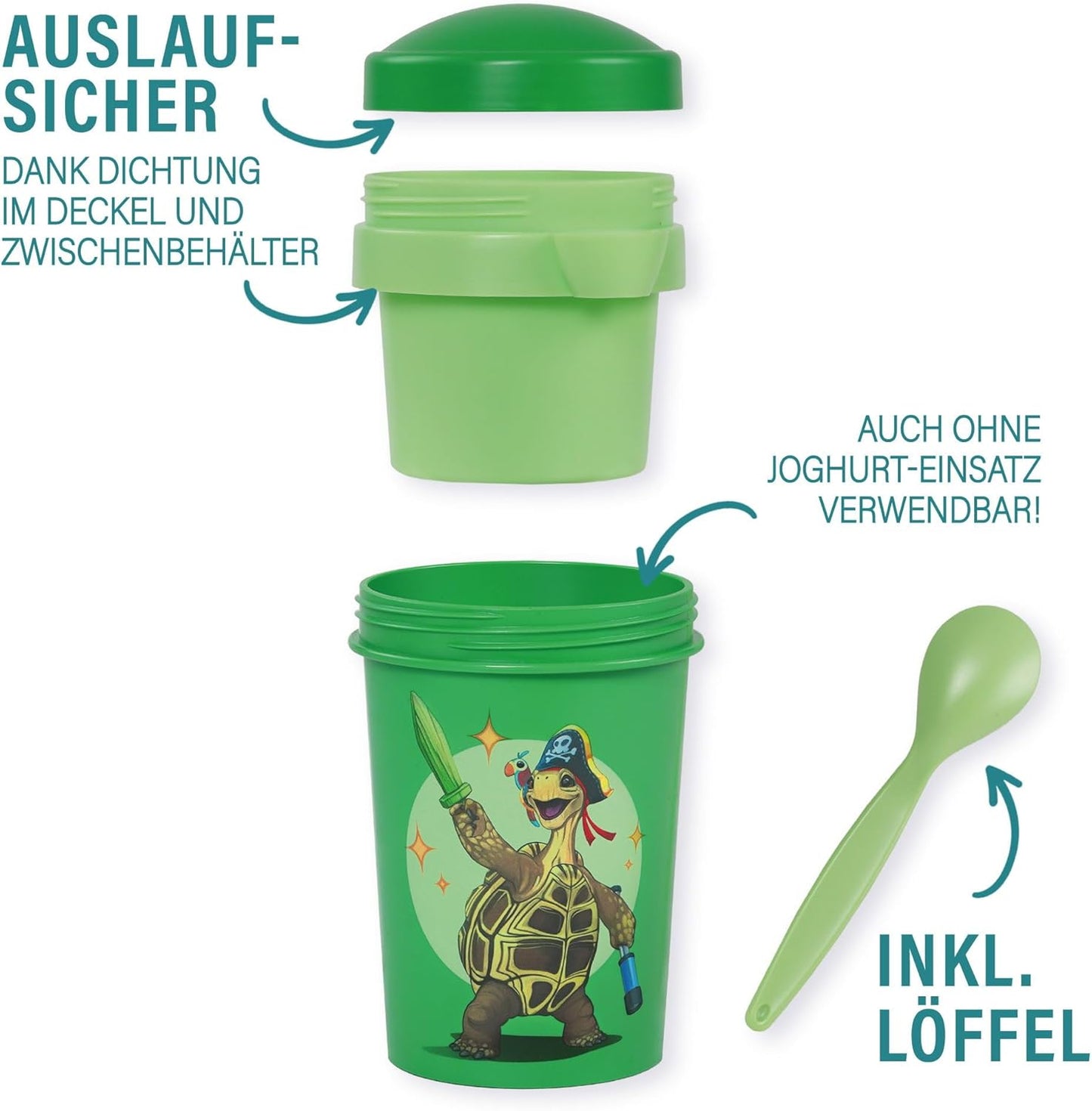 Müslibecher To Go mit Löffel, Grün