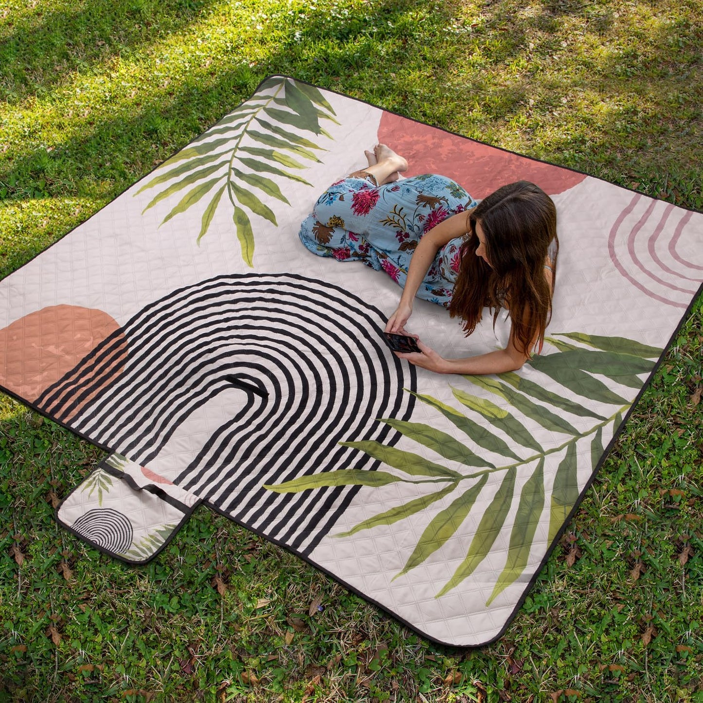 Wasserdichte Picknickdecke, Grün 200 x 200 cm