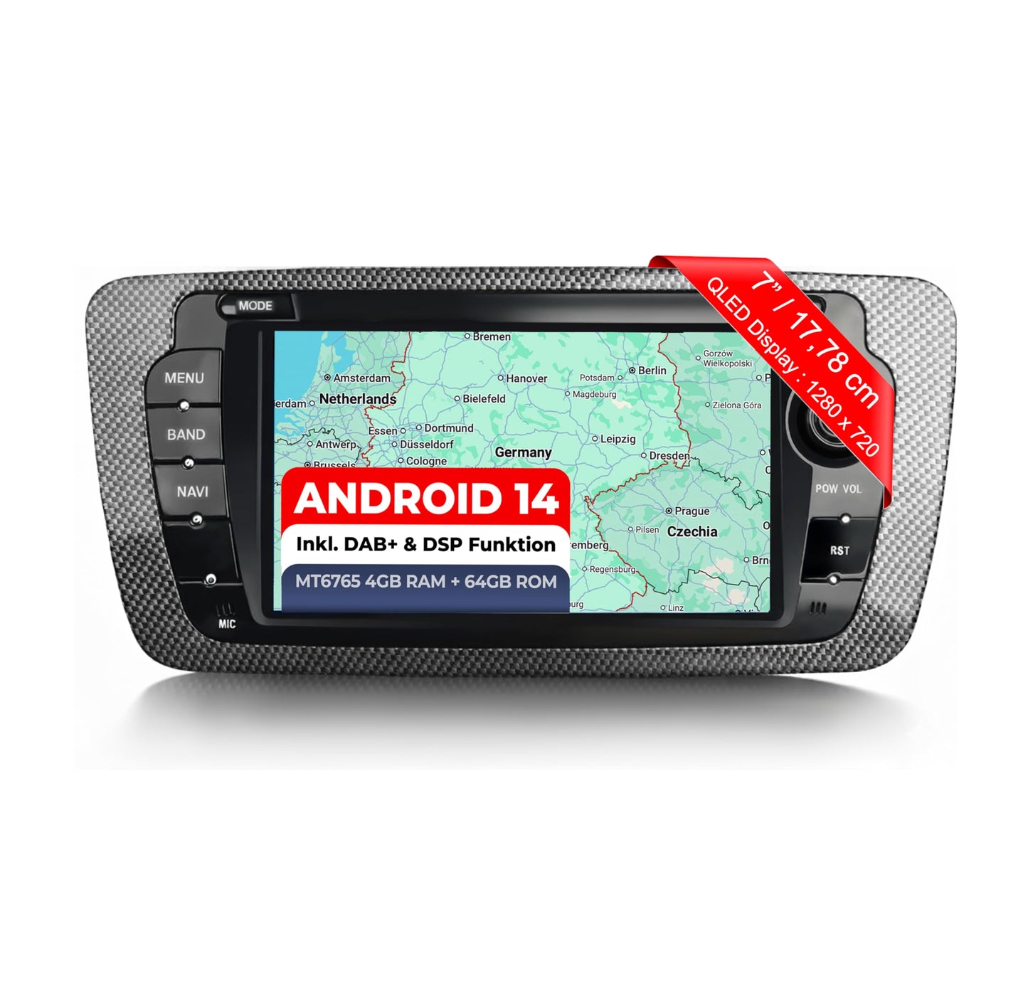 AS7-L2 Android 14 Autoradio mit Navigation für Seat Ibiza 2009-2013, AS7-L2