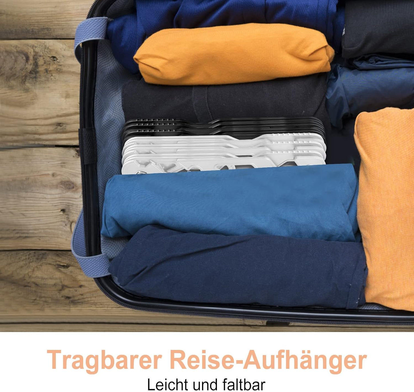 Faltbare Reise-Kleiderbügel im 6er Set, 3 Pack Weiß+3 Pack Schwarz