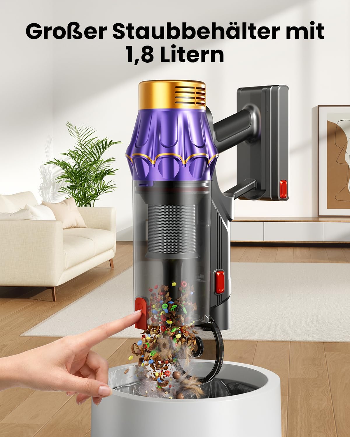 Y9 Akkustaubsauger mit Anti-Tangle-Bürste, Goldfarben
