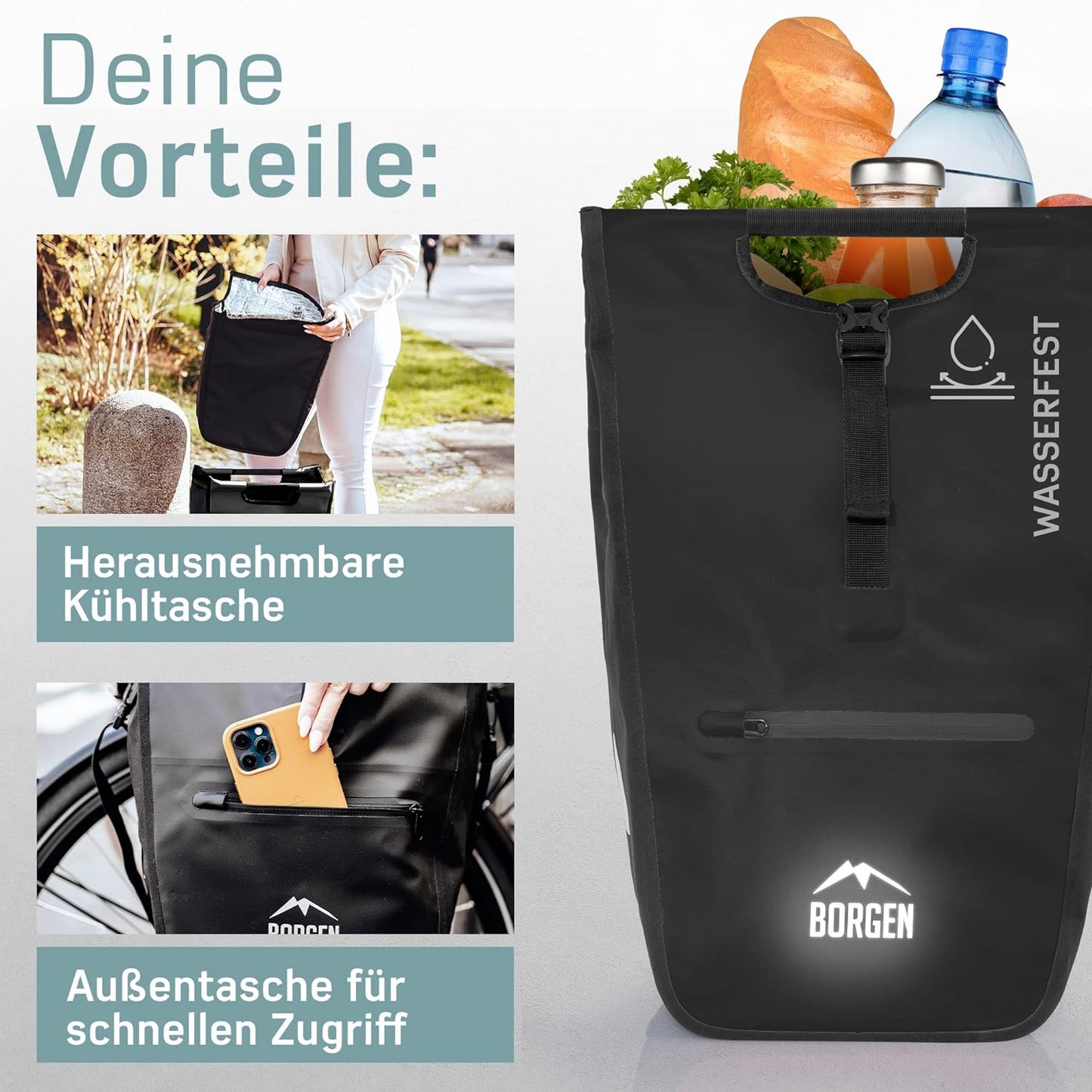 Velo-Einkaufstasche, Schwarz
