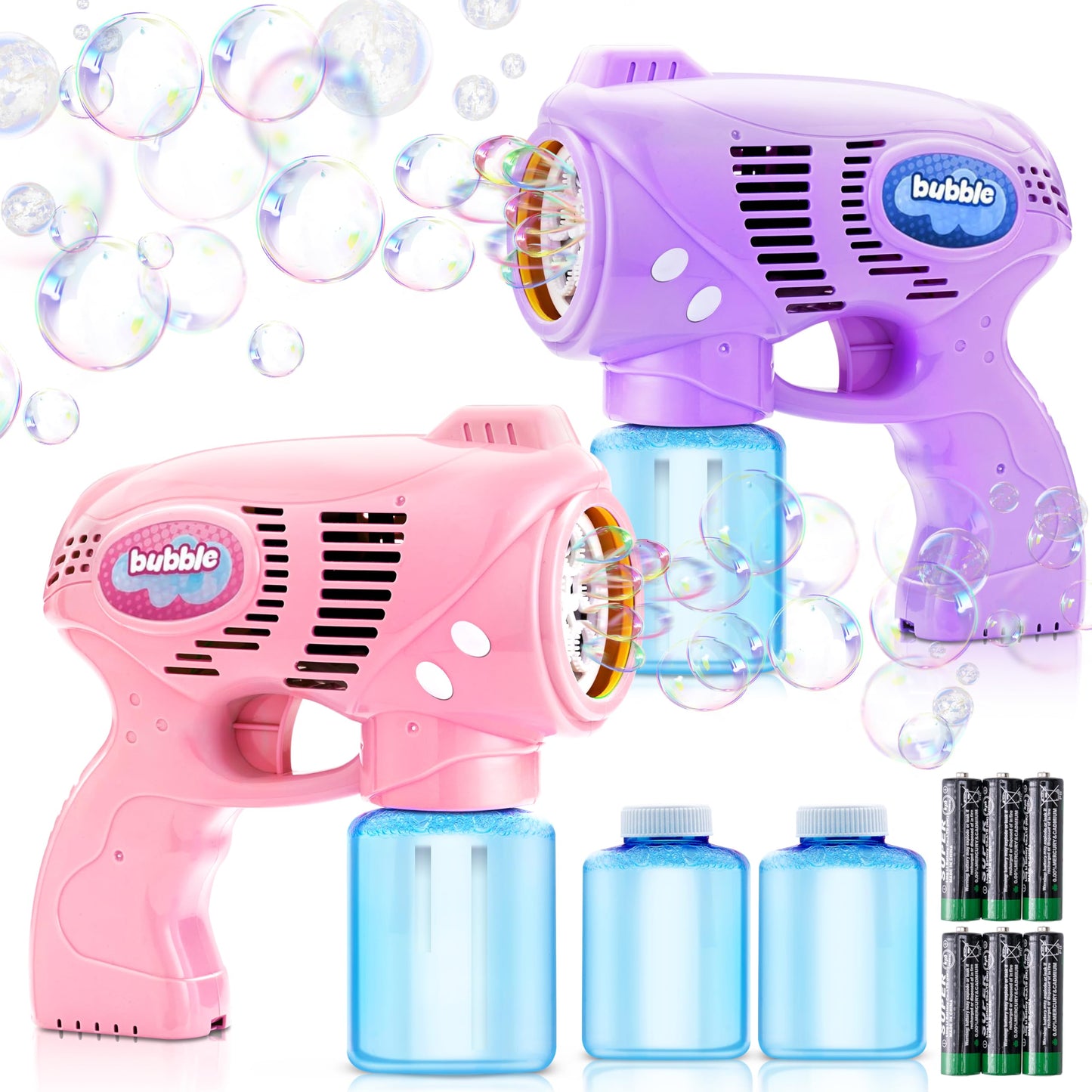 Seifenblasenpistole-Set mit Nachfüll-Lösung, Rosa, Violett