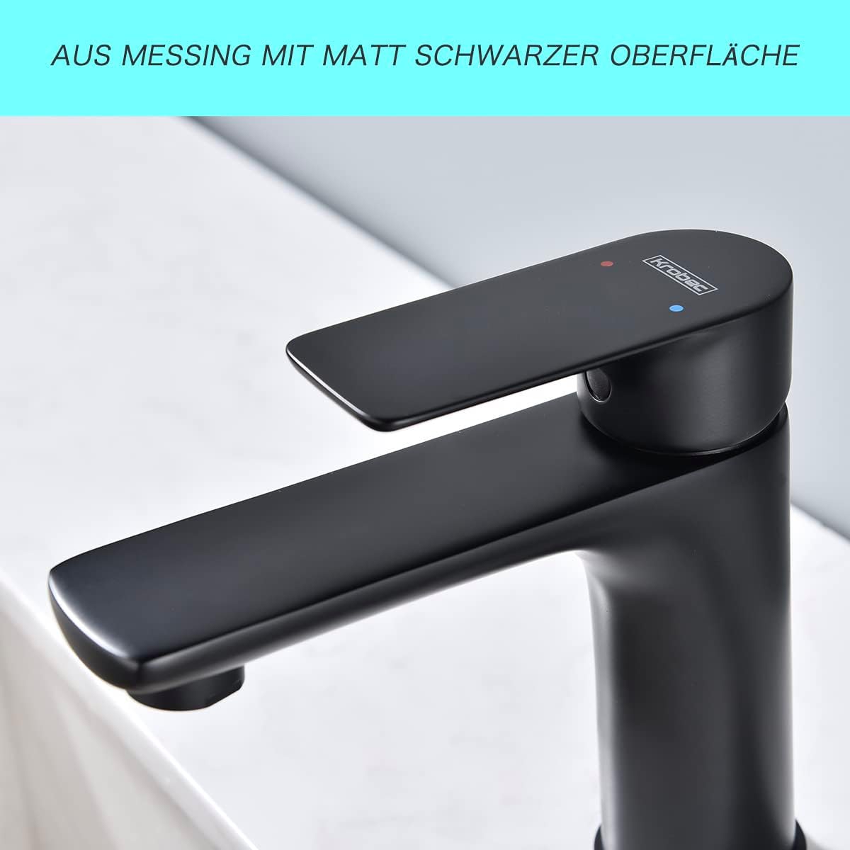 Wasserhahn für Badezimmer Waschbecken, Mattschwarz