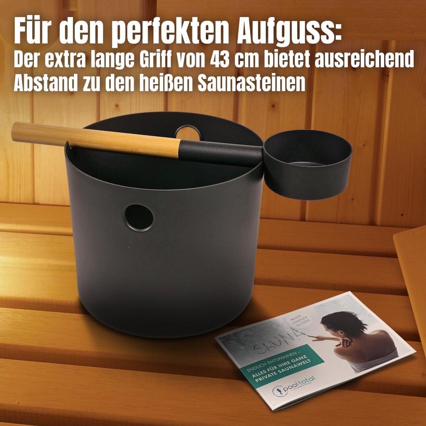 Saunaset mit Kübel und Kelle, Schwarz