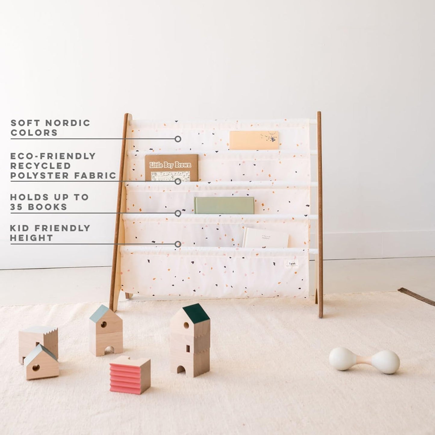 Kinder Bücherregal, Terrazzo Creme