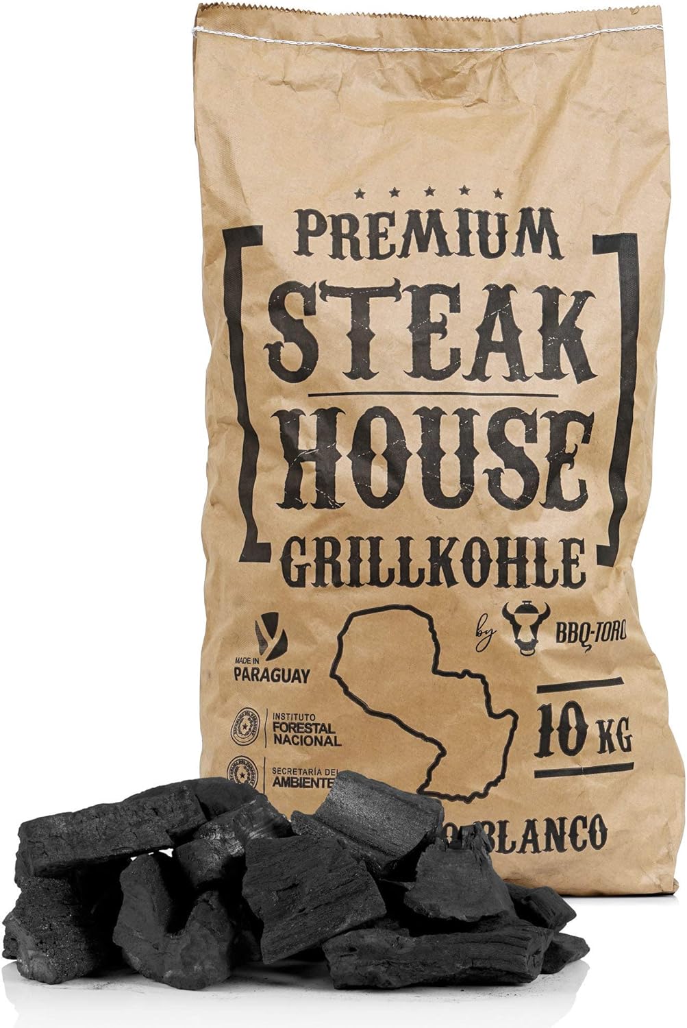 Premium Steakhouse Grillkohle (10 kg), 10.0 Kilogramm