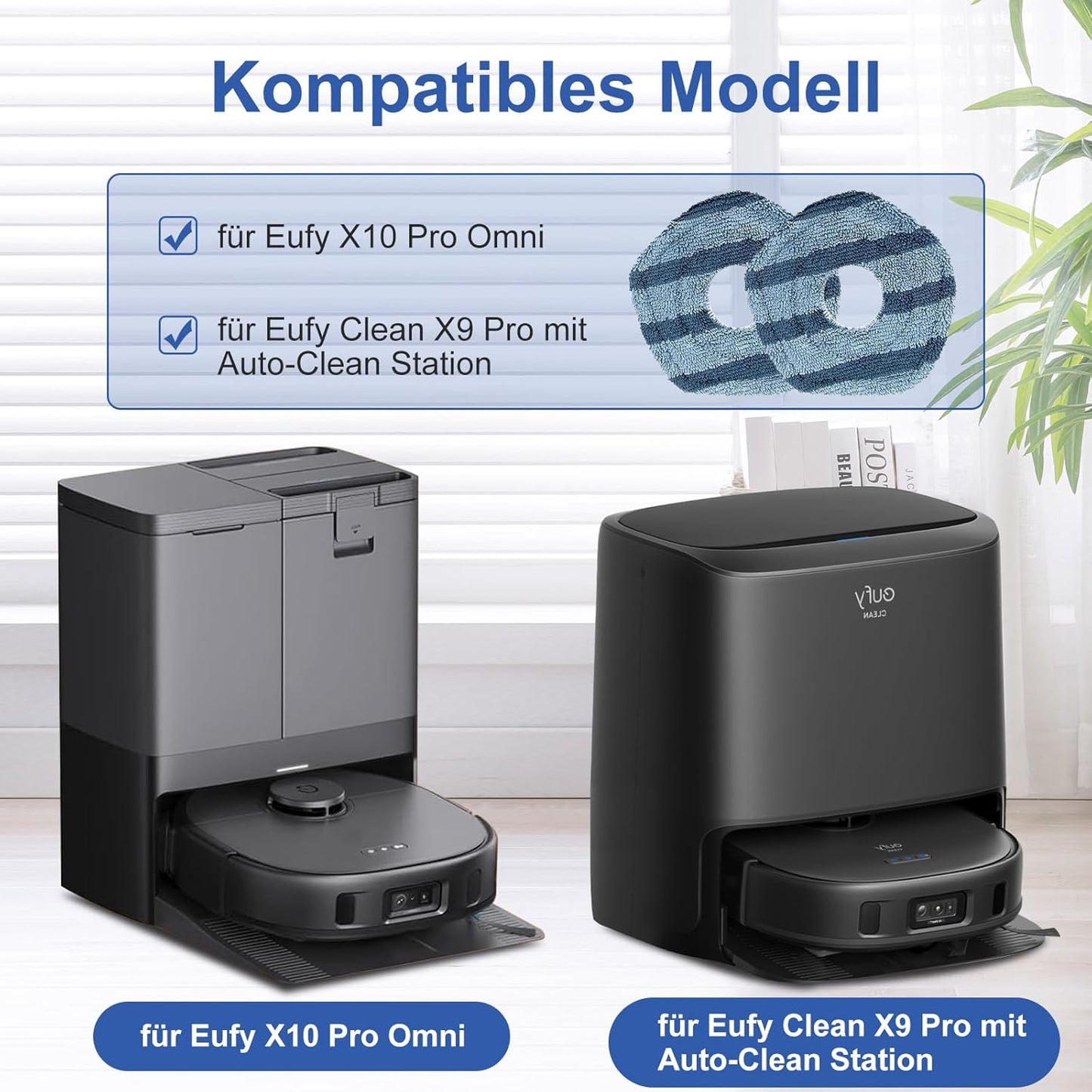 8 Stück Wischtücher Ersatzset für Eufy X10 Pro/X9 Pro, Wischpad für Eufy X10 Pro Omni