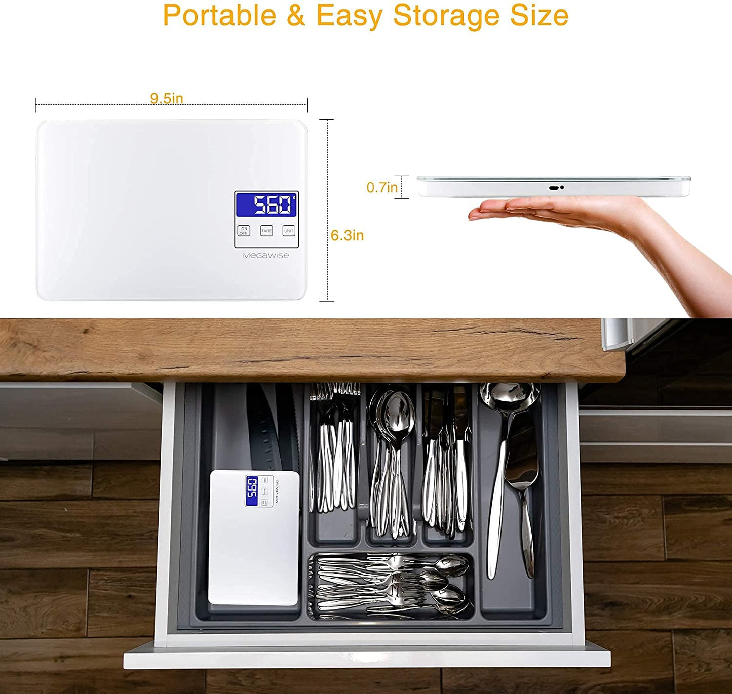 Digitale Küchenwaage mit 33lb Kapazität und Tara-Funktion, Weiss/opulenter Garten