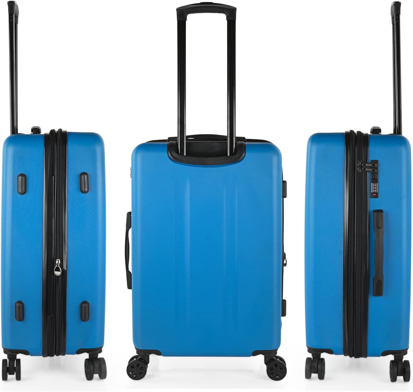 Reisekoffer-Set mit 4 Rädern und Zahlenschloss, Elektrisches Blau M