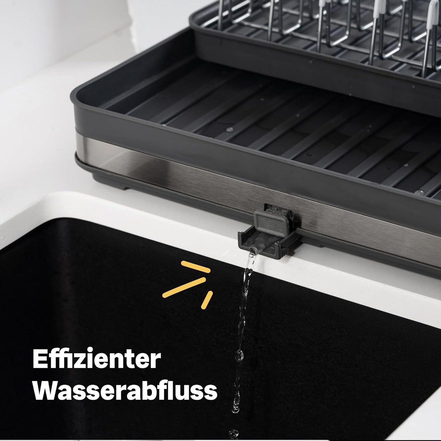 Abtropfgestell mit Abtropfschale und Besteckkasten, Ausziehbares Abtropfgestell Gross