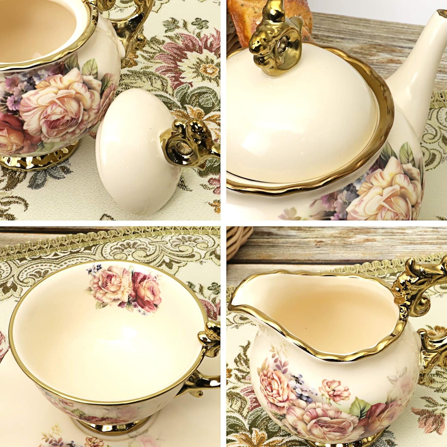 Tee- und Kaffeeservice im Vintage-Design, Gold Teeservice
