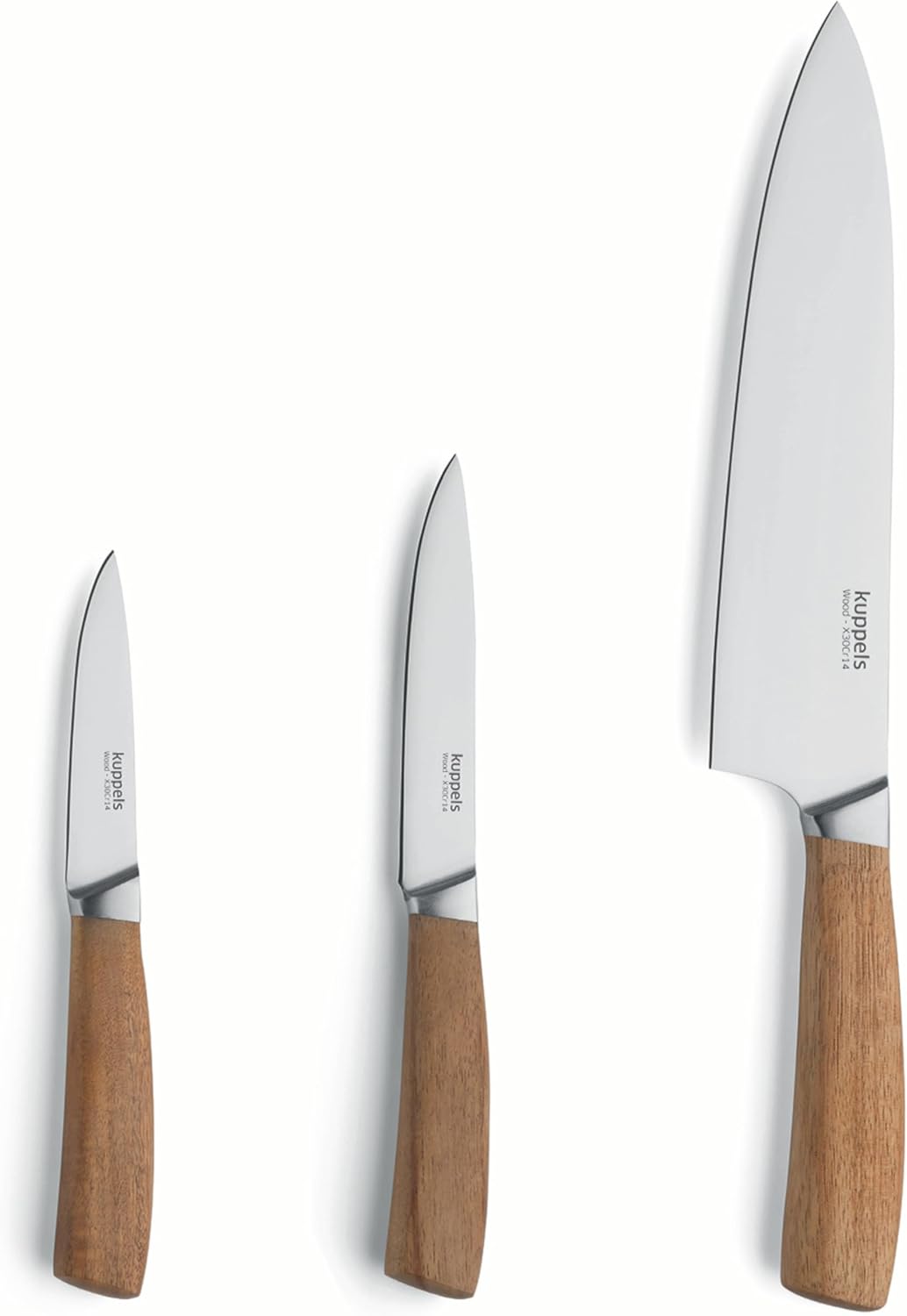 WOOD Küchenmesser Set 3-teilig, Akazienholz, Messer Set, 3-teilig
