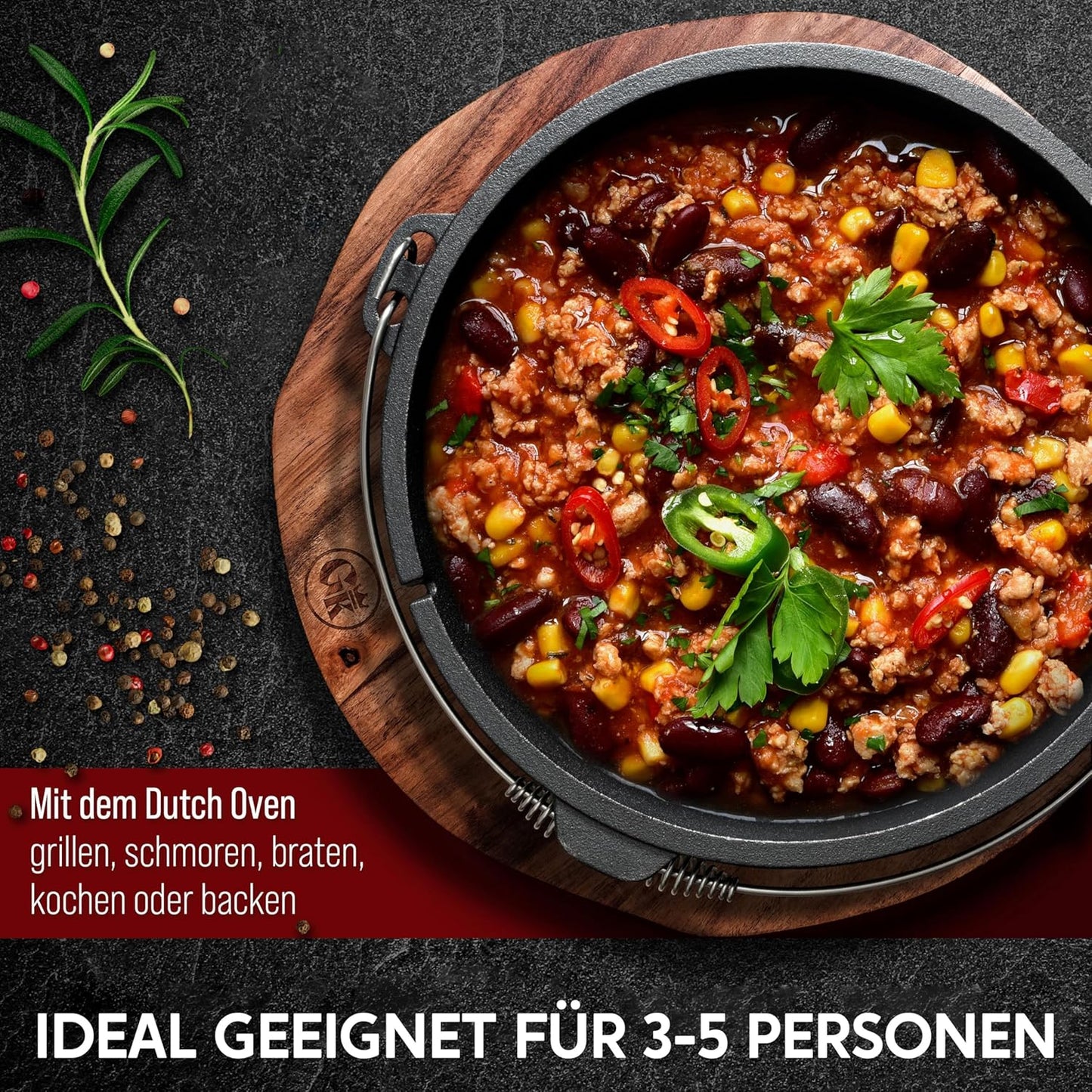 Dutch Oven Set mit Deckelheber (7 Liter), 7 Liter