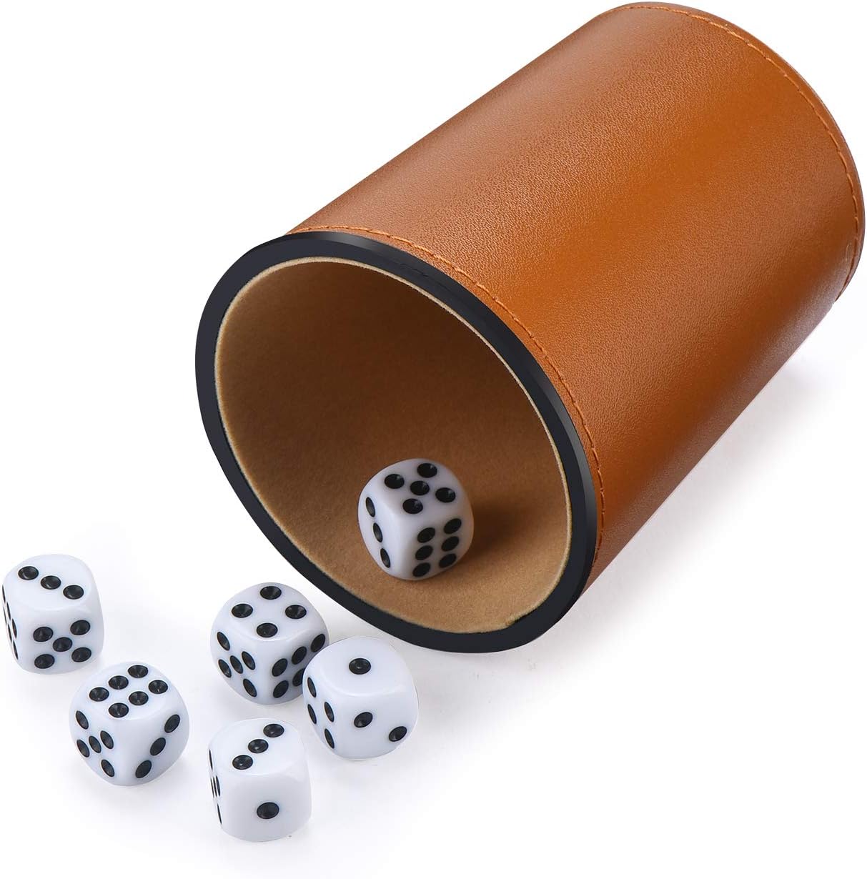Würfelbecher-Set mit 5 Würfelbecher, 25 Würfeln und Aufbewahrungsbox