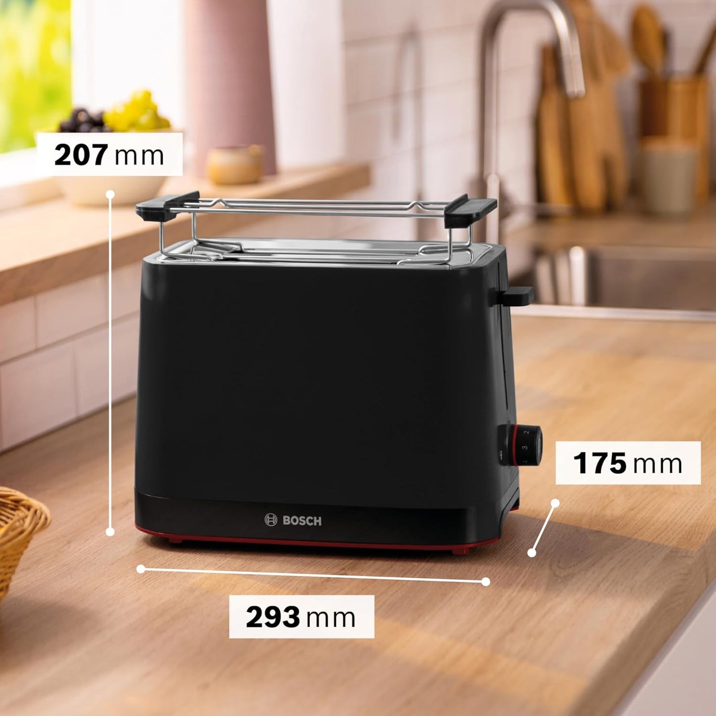MyMoment Toaster mit Brötchenaufsatz, Schwarz
