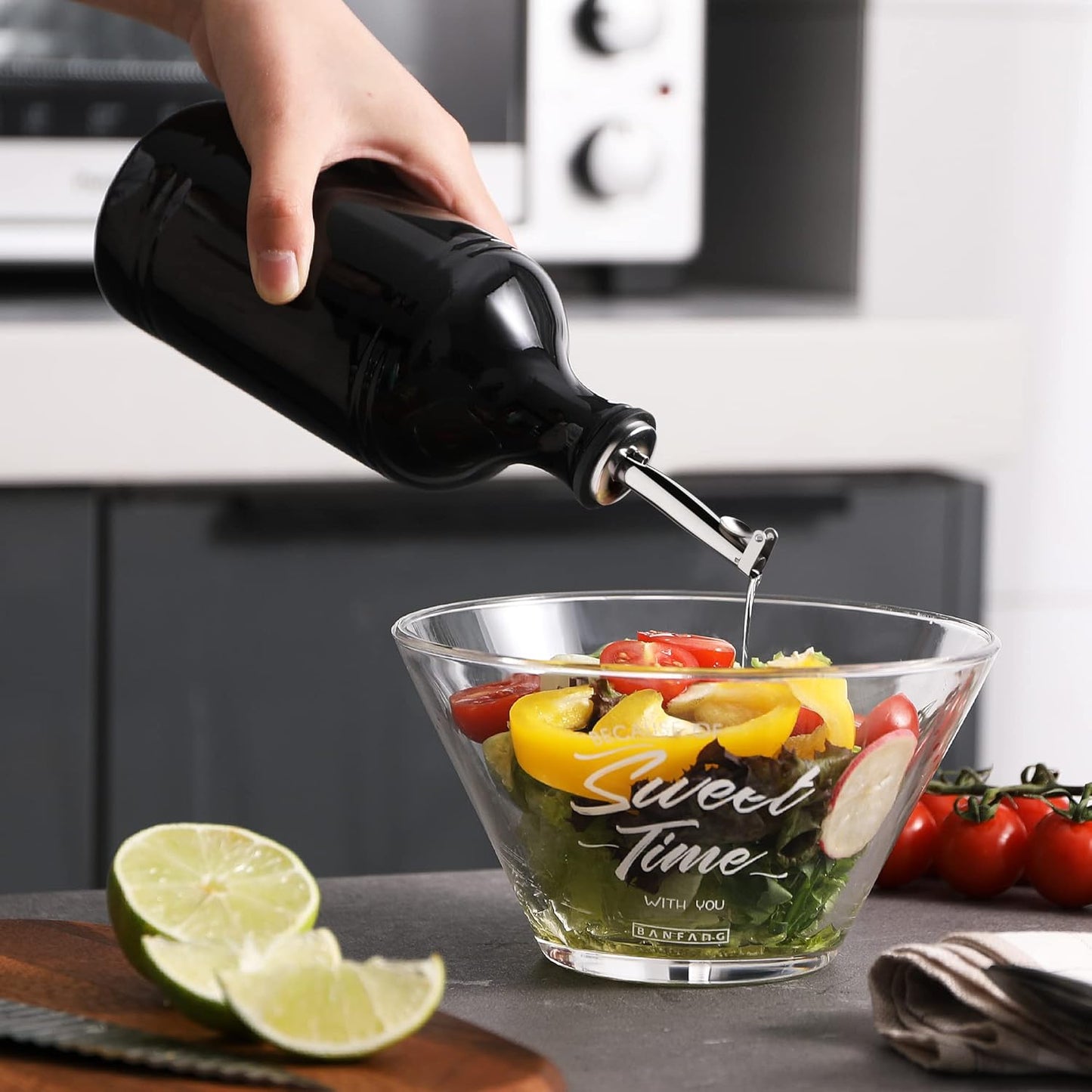 Olivenölspenderflasche, Schwarz 460 ml