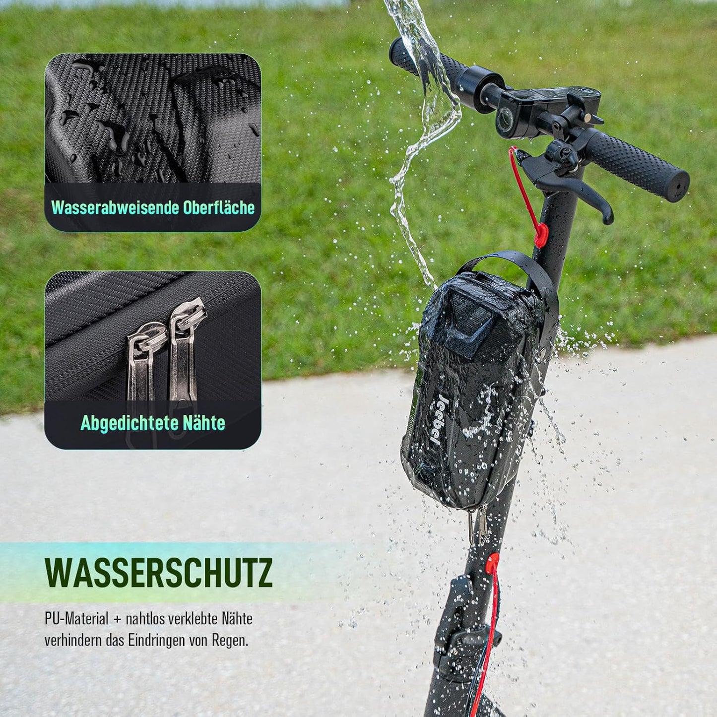 E-Scooter Tasche & Fahrradschloss Set, 2,8l mit Schloss/ Schnellspanner D