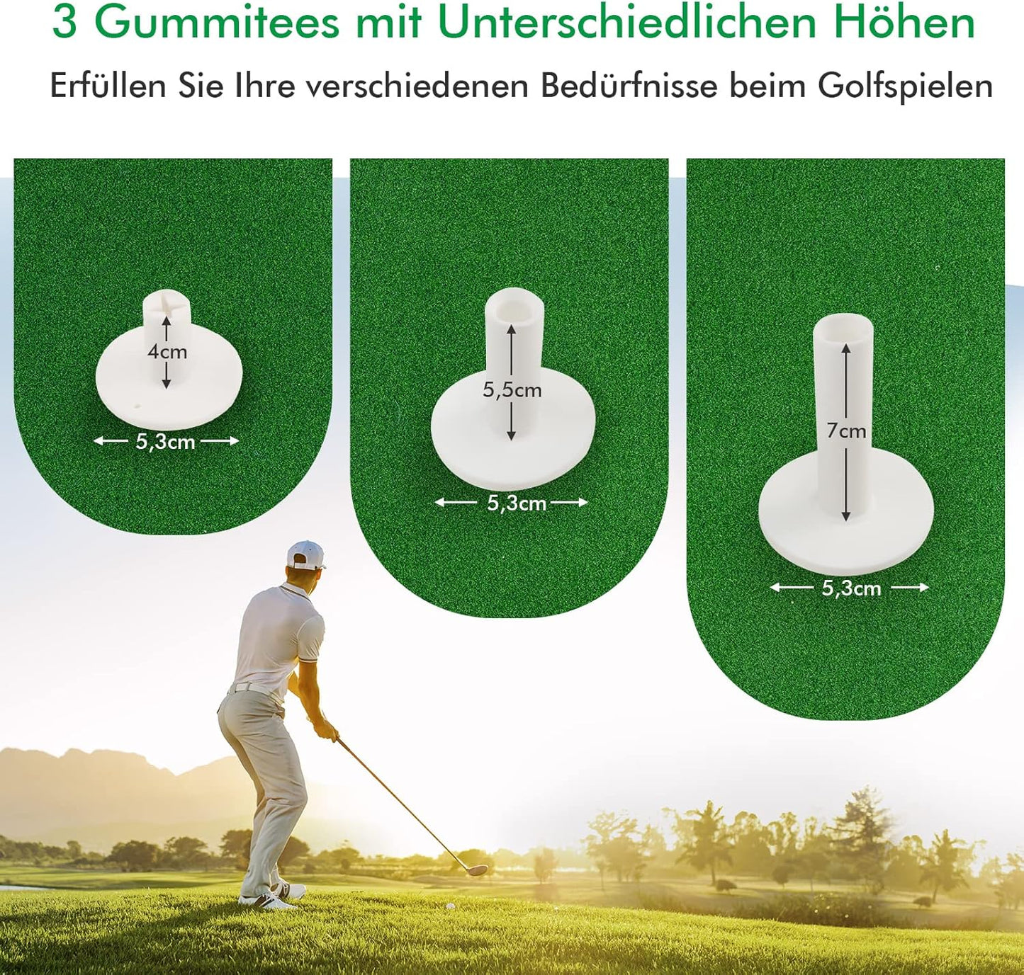 Faltbare Golf-Abschlagmatte mit Tees