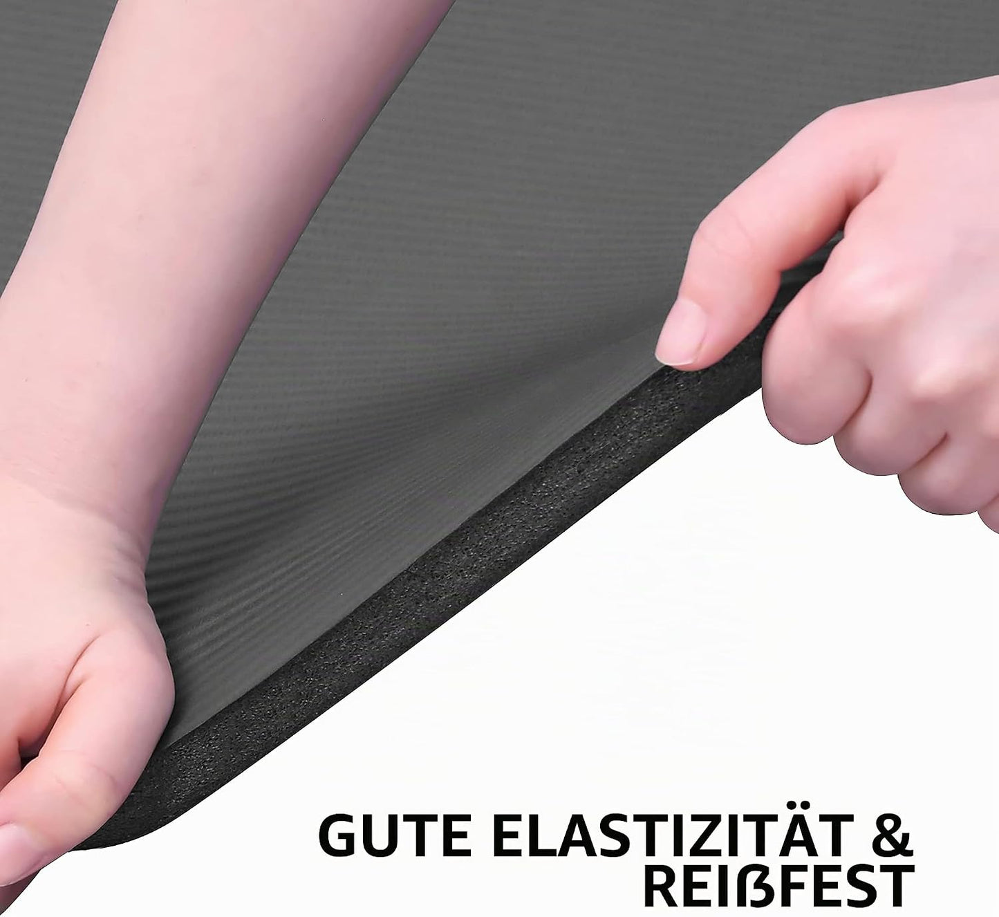 Gymnastik und Yogamatte rutschfest, Schwarz-183x66x1,5cm
