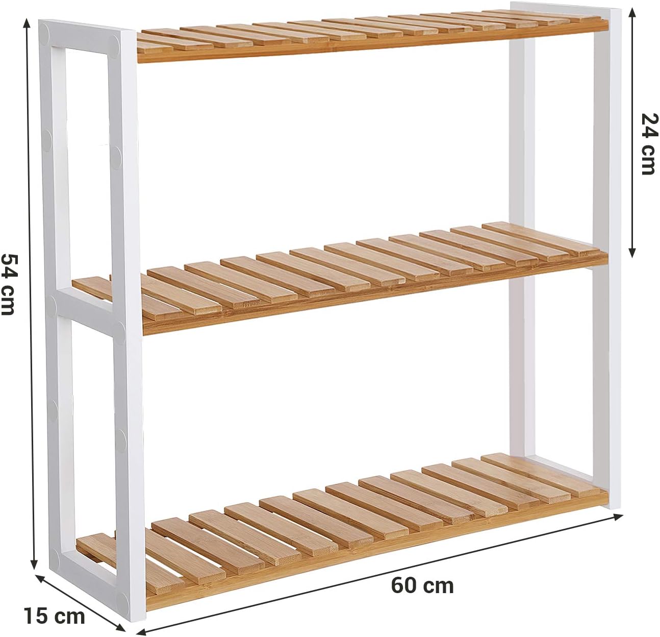 Regal BCB13WN mit 3 verstellbaren Ablagen, Weiss + Natur