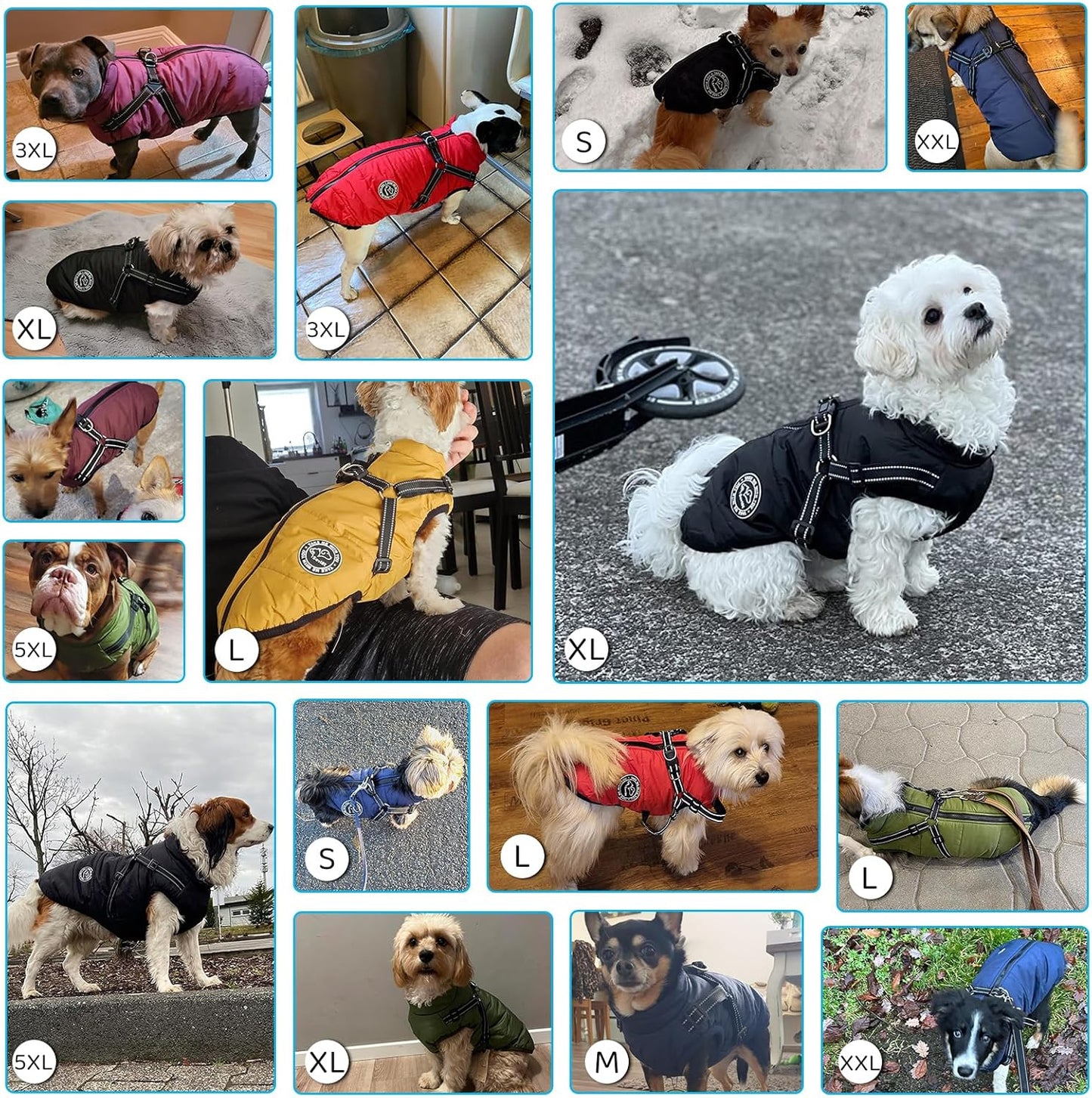 Hundemantel Winterweste mit Brustgurt, 4XL Grün