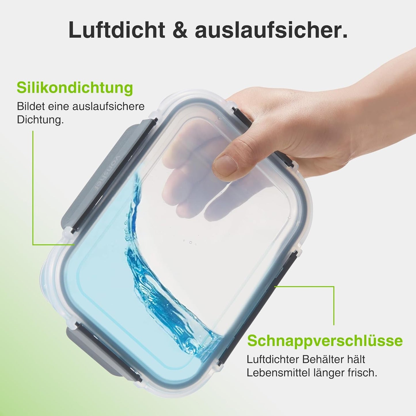 5er-Set Glas-Mealprepboxen, 5 Teiliges (1L)