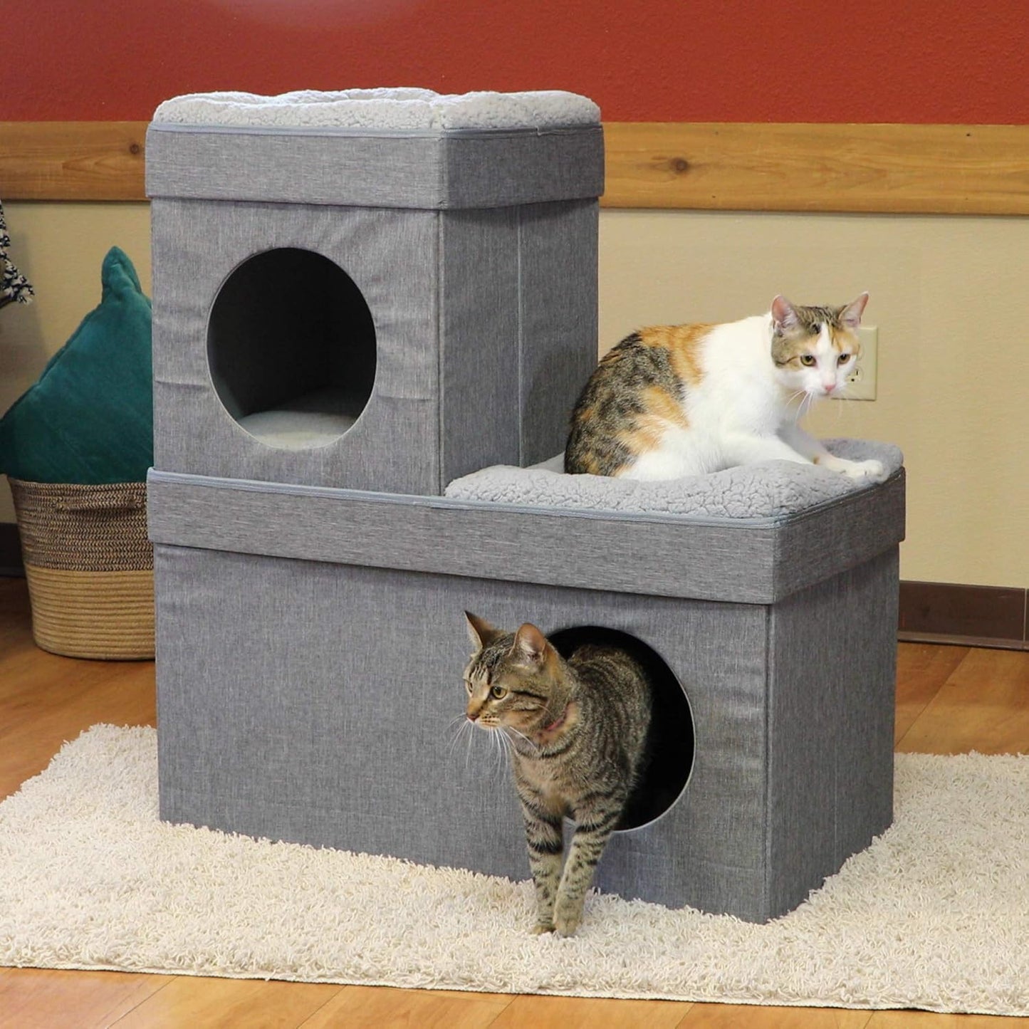 Doppelstöckiges Katzenhaus Cat Condo mit Pop-up Bett, Double Story