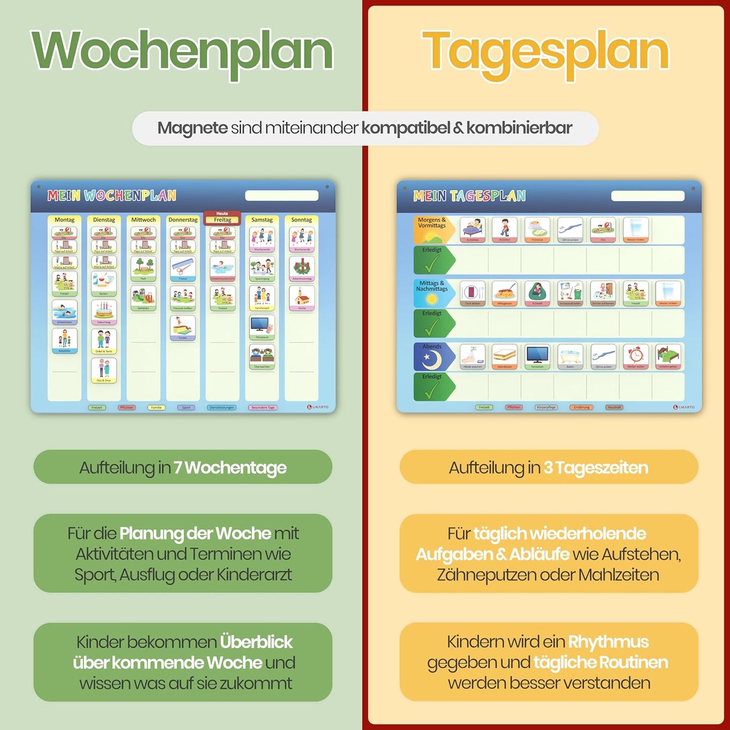 Montessori Aufgabenplaner für Kinder, Tagesplan Klassisch