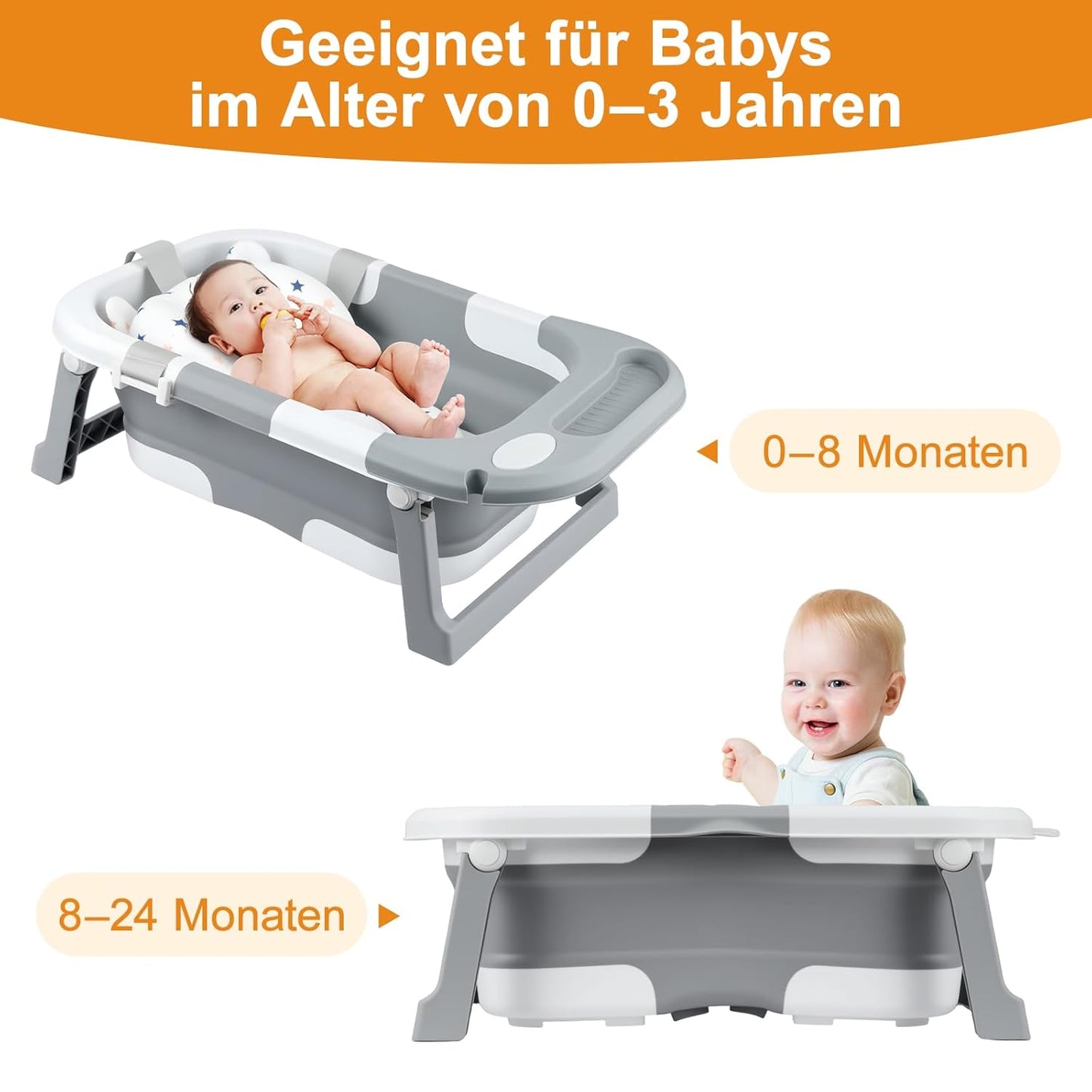Faltbare Babybadewanne, Grau
